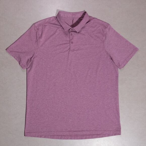 Lululemon Mens Evolution Short Sleeve Stretch Polo Shirt Plum XL Golf (24x31) - Picture 1 of 4